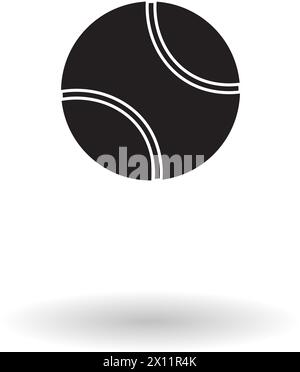 Pictogramme de balle de tennis sur fond blanc illustration vectorielle. Concept de logo silhouette de balle de tennis, clipart de silhouette noire Illustration de Vecteur