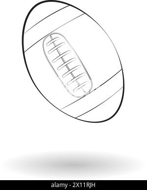 Ballon de football américain, icône de rugby avec illustration vectorielle ombre sur fond blanc. Concept du logo Sportclub Illustration de Vecteur