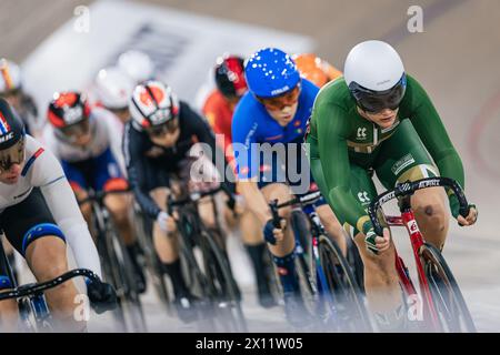 Milton, Canada. 14 avril 2024. Photo par Alex Whitehead/SWpix.com - 14/04/2024 - cyclisme - Coupe des Nations Tissot UCI Track - 3e manche : Milton - Centre national de cyclisme Mattamy, Milton, Ontario, Canada - qualification Omnium féminine - Jessica Roberts de l'équipe inspirée crédit : SWpix/Alamy Live News Banque D'Images