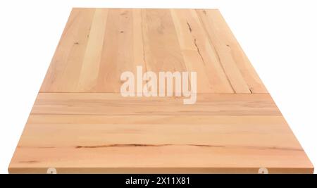 Surface de table en bois isolée sur fond blanc. Mobilier en bois massif illustration vectorielle à vue rapprochée Illustration de Vecteur