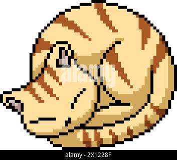 pixel art de chat sleep curl arrière-plan isolé Illustration de Vecteur