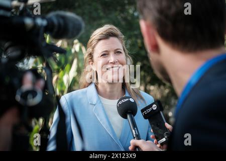 Rabat, Maroc. 15 avril 2024. La ministre de l'intérieur Annelies Verlinden photographiée pendant à la résidence de l'ambassadeur de Belgique au Maroc, à Rabat, dimanche 14 avril 2024. Plusieurs membres du gouvernement fédéral belge et entrepreneurs belges sont en visite officielle au Maroc du 14 au 16 avril 2024. BELGA PHOTO HATIM KAGHAT crédit : Belga News Agency/Alamy Live News Banque D'Images