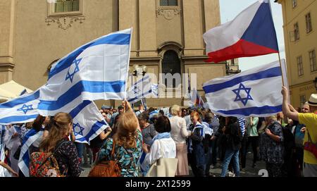 Manifestation culture contre l'antisémitisme, organisée par la branche tchèque de l'Ambassade chrétienne internationale de Jérusalem (ICEJ) en soutien à Israël à Prague, CZE Banque D'Images