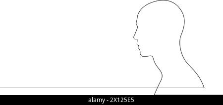 Dessin au trait continu d'une tête humaine. Contour du profil masculin dessiné par une ligne. Illustration vectorielle Illustration de Vecteur