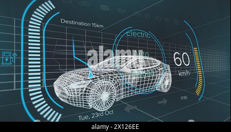 Image de compteur de vitesse sur le projet de voiture électrique sur fond de marine Banque D'Images