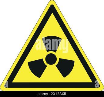 Panneau triangulaire avec fond jaune et entourage noir radioactivité, rayonnement Illustration de Vecteur