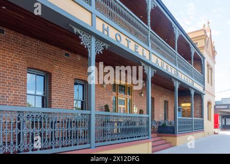 Historic Hotel Australasia Facade, Imlay Street, Eden, Nouvelle-Galles du Sud, Australie Banque D'Images