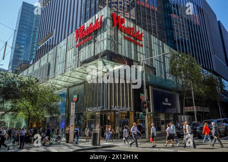 Sydney, Australie. 15 avril 2024. Centre commercial Westfield à l'hôtel de ville en Australie. Westfield Sydney est la destination commerciale la plus pratique de Sydney, située au cœur de la ville, au Pitt Street Mall. Crédit : SOPA images Limited/Alamy Live News Banque D'Images