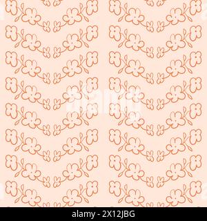 Motif sans couture de gribouillage de fleurs. Fond floral sans fin dans le style doodle. Simple couverture botanique répétée. Illustration dessinée à la main plate vectorielle. Illustration de Vecteur