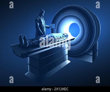 Appareil IRM. TDM tête, imagerie cérébrale, radiologie diagnostique Illustration de Vecteur