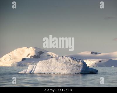 Iceberg dans le détroit d'Orléans au large d'AWI point, île Trinity, Antarctique Banque D'Images