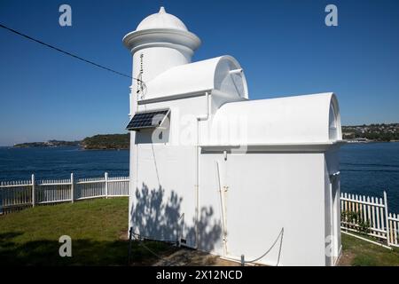 Phare de Grotto point, alias Port Jackson Entrance Front Light, au rocher de Grotto point sur le côté nord du port de Sydney, Nouvelle-Galles du Sud, Australie Banque D'Images