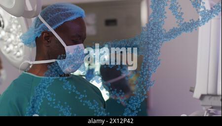 Image du brin adn sur divers médecins hospitaliers Banque D'Images