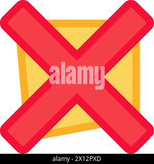 Icône de croix de marque incorrecte. Bouton de choix négatif, élément plat caressé de processus d'affaires pour un design moderne et rétro. Isolat de pictogramme vectoriel de couleur simple Illustration de Vecteur