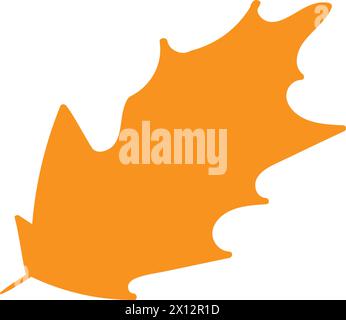 Feuille d'arbre de couleur orange, silhouette d'herbier. Illustration plate de feuillage de peuplier d'automne brillant. Vecteur de dessin animé simple dessiné à la main isolé sur le dos blanc Illustration de Vecteur