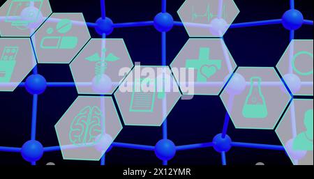 Image d'icônes médicales sur la formule chimique Banque D'Images
