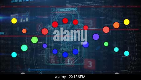 Image du traitement des données sur brin d'adn et cadenas Banque D'Images