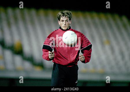 Le 14 novembre 1995, l'équipe nationale autrichienne de football s'entraîne à Belfast, en Irlande du Nord, dans le stade Windsor Park pour le match de qualification du championnat d'Europe (EC) contre l'Irlande du Nord. Sur la photo : Andi Herzog. - 19951114 PD0006 - Rechteinfo : droits gérés (RM) Banque D'Images