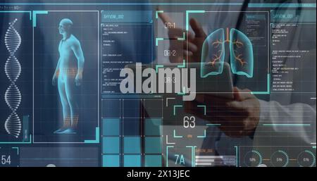 Interface numérique avec traitement des données médicales contre la section médiane du médecin utilisant la tablette numérique Banque D'Images