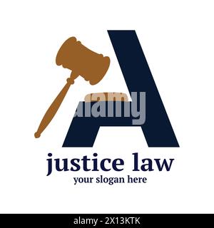 Juge's Gavel à côté de la lettre A design de logo Illustration de Vecteur