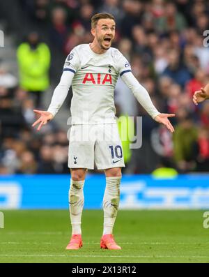 07 avril 2024 - Tottenham Hotspur v Nottingham Forest - premier League - Tottenham Hotspur Stadium. James Maddison en action. Image : Mark pain / Alamy Live News Banque D'Images