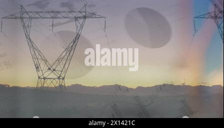 Image du traitement des données sur des pylons Banque D'Images