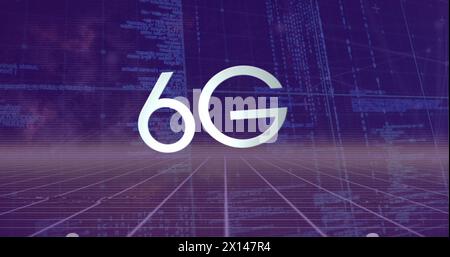 Image du texte 6g et du traitement des données sur fond noir Banque D'Images