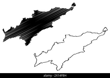 District du Jura Bernois (Suisse, Confédération suisse, canton de Berne ou Berne) carte illustration vectorielle, croquis Verwaltungskreis Bernese Ju Illustration de Vecteur