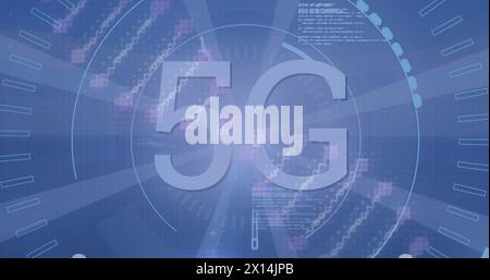 Image de 5g, brin d'adn, balayage de la portée et traitement des données Banque D'Images