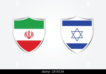 Iran contre Israël guerre. Israël vs Iran bouclier des drapeaux de concept. Iran et Israël conflit politique, économie, crise de guerre, relation, concept commercial. Illustration de Vecteur