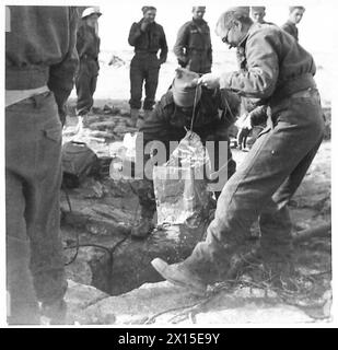 Les troupes puisent de l'eau à la main d'un puits à un point d'eau dans le désert occidental pendant les opérations de l'armée britannique. Banque D'Images
