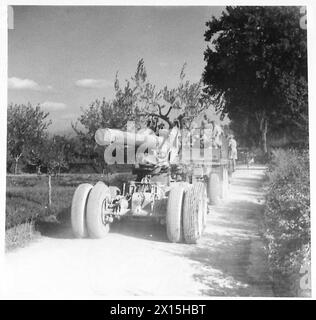 HUITIÈME ARMÉE : DIVERS - Un canon de 155 mm 'long Tom' du 75e régiment lourd, Royal Artillery, près de Borgo San Lorenzo, Italie, septembre 1944 Armée britannique Banque D'Images