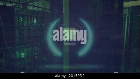 Image du scanner en rotation sur le traitement des données dans l'espace vert et noir Banque D'Images