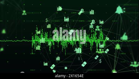Illustration des icônes de média sur le traitement des données Banque D'Images