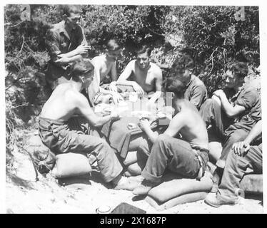 CINQUIÈME ARMÉE - ANZIO BRIDGEHEAD (DIVERS) - certains des hommes du Cheshire jouent un jeu de cartes parmi les dunes de sable British Army Banque D'Images