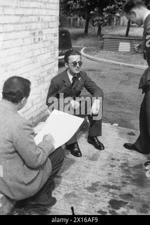 L'ARMÉE DE L'AIR POLONAISE EN GRANDE-BRETAGNE, 1940-1947 - L'officier pilote Bolesław Gładych du 303e Escadron polonais de chasse dessiné par Feliks Topolski, probablement à RAF Speke, 18 juillet 1941 Gładych, Bolesław Michał, Topolski, Feliks, Armée de l'air polonaise, armée de l'air polonaise, 303e Escadron de chasse Kościuszko Banque D'Images