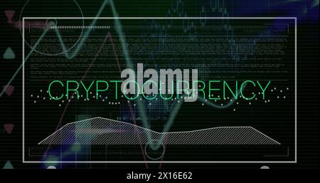 Image de texte de crypto-monnaie, de statistiques et de traitement des données Banque D'Images