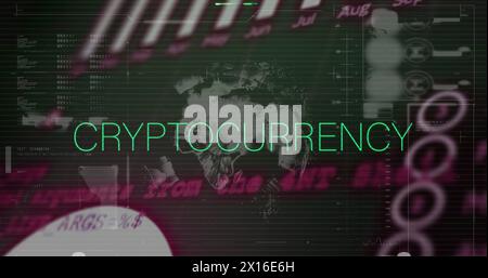 Image de texte de crypto-monnaie, de statistiques et de traitement des données Banque D'Images