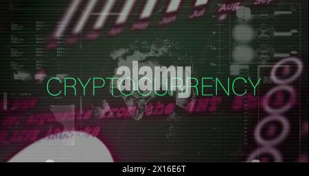 Image de texte de crypto-monnaie, de statistiques et de traitement des données Banque D'Images