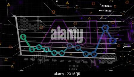Image du graphique sur du texte ai avec des formes géométriques sur fond noir Banque D'Images