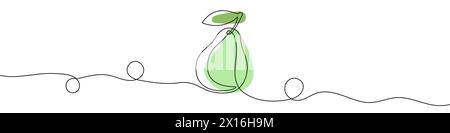 Dessin modifiable continu de l'icône de poire. Symbole poire sur une ligne. Illustration de Vecteur
