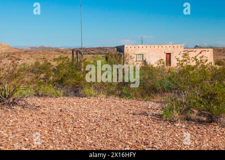 Maison Alvino, la seule structure d'Adobe à Big Bend National Park, ouvert aux visiteurs à Castolon Historic District. Banque D'Images