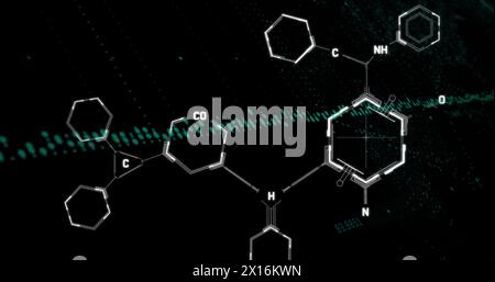 Image de graphiques et de formules chimiques sur fond noir Banque D'Images