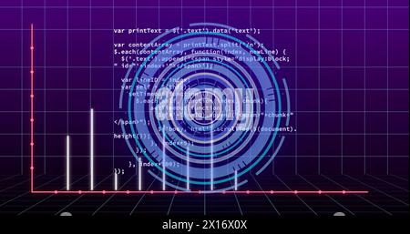 Image du traitement des données financières et du balayage de l'oscilloscope sur grille Banque D'Images