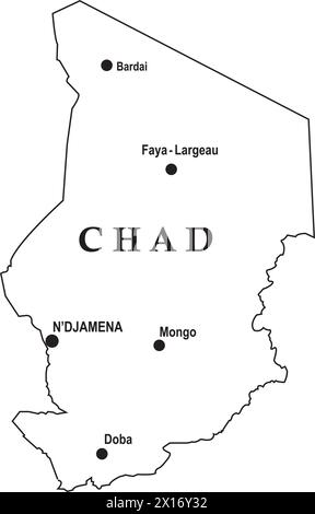 Carte de pays du Tchad, fond de conception d'illustration vectorielle Illustration de Vecteur