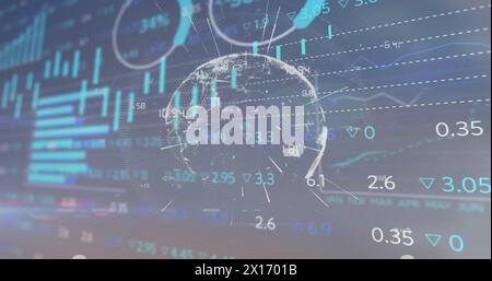 Image du traitement des données financières dans le monde entier avec des connexions Banque D'Images