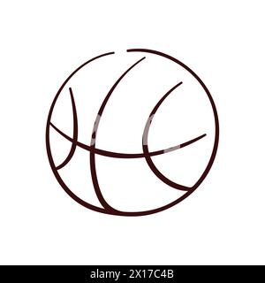 Icône du basket-ball dans un style artistique au trait. Motif ballon de sport Doodle. Illustration vectorielle isolée sur un fond blanc. Illustration de Vecteur