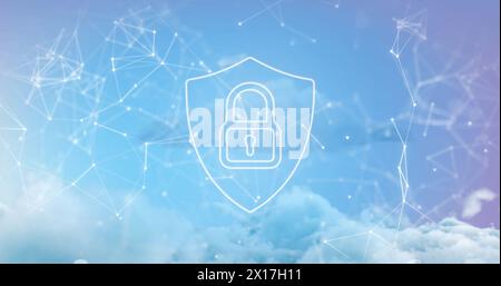 Image de réseaux de connexions avec des icônes au-dessus du ciel Banque D'Images