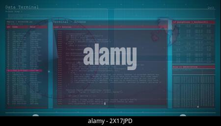 Image du traitement des données et du balayage de l'oscilloscope sur des écrans Banque D'Images