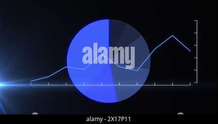Image de traînées lumineuses sur le traitement des données sur fond noir Banque D'Images
